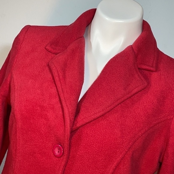 CELINE BY CHAMPION SOLID RED fleece COAT - Picture 3 of 10